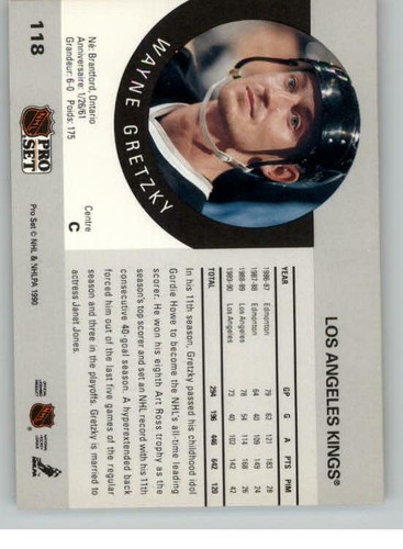 1990-91 Pro Set #118 Wayne Gretzky (ref 131167) - Picture 2 of 2