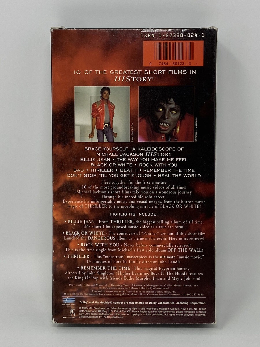 Michael Jackson Video Greatest Hits History VHS 1995 Michael Jackson Video Greatest Hits History VHS 1995