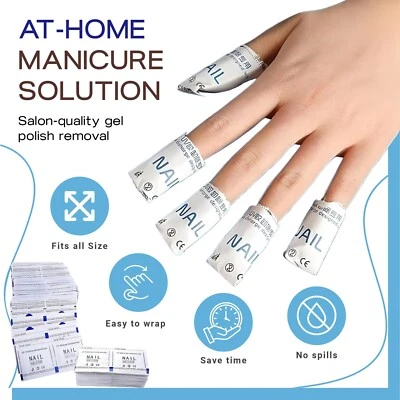 GLAMZA GEL NAIL POLISH FOIL REMOVER WRAPS EASY NAIL ART SOAK OFF 50 100 200 Acetone UK