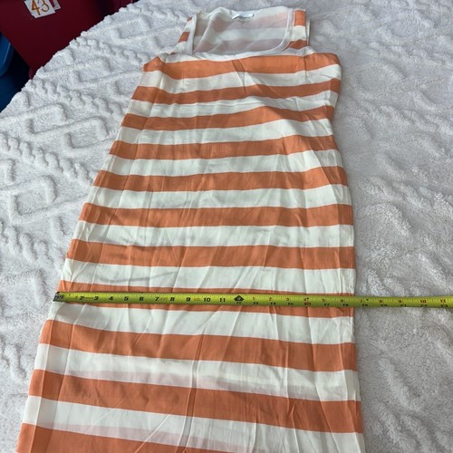 GLAM Streifen orange ärmellos 100 % Seide gerade Bleistift Kleid Größe S lässig $ 90 - Bild 16 von 16