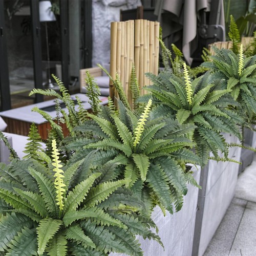 Artificial Ferns for Outdoors Set of 2 Bouquets 30" Diam Large Fake Ferns Pot... - Picture 6 of 8