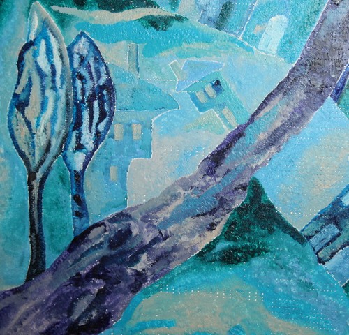 Cubist landscape cityscape oil painting signed - Picture 8 of 12