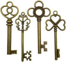 Antique Bronze Vintage Skeleton Key Charm Steampunk Set of 40 