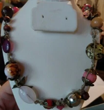 B22 Beautiful Unique Beaded And Rope Charm Statement Necklace