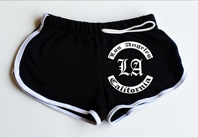 Funny Halloween Round LA CA Women's Black Shorts White Edges All Sizes