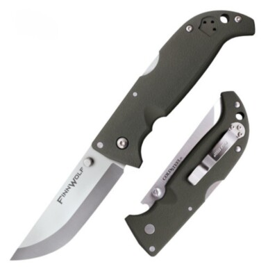 Cold Steel Finn Wolf Folding Knife 3.5'' AUS-8A Steel Blade Green Griv-Ex Handle
