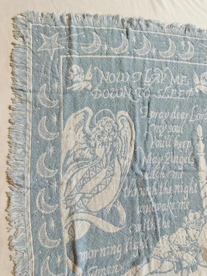 Manta de bebé tapiz 36x42” manta de bautizo azul pastel bebé hecha en EE. UU. Foto 2 de 4