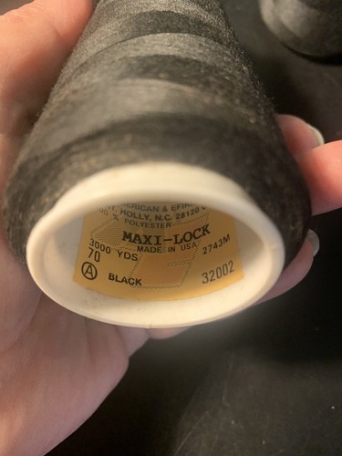 3 Big Spools (2) Maxi-Lock Thread Polyester Black Color # 32002 (1) Dark Blue - Picture 2 of 5