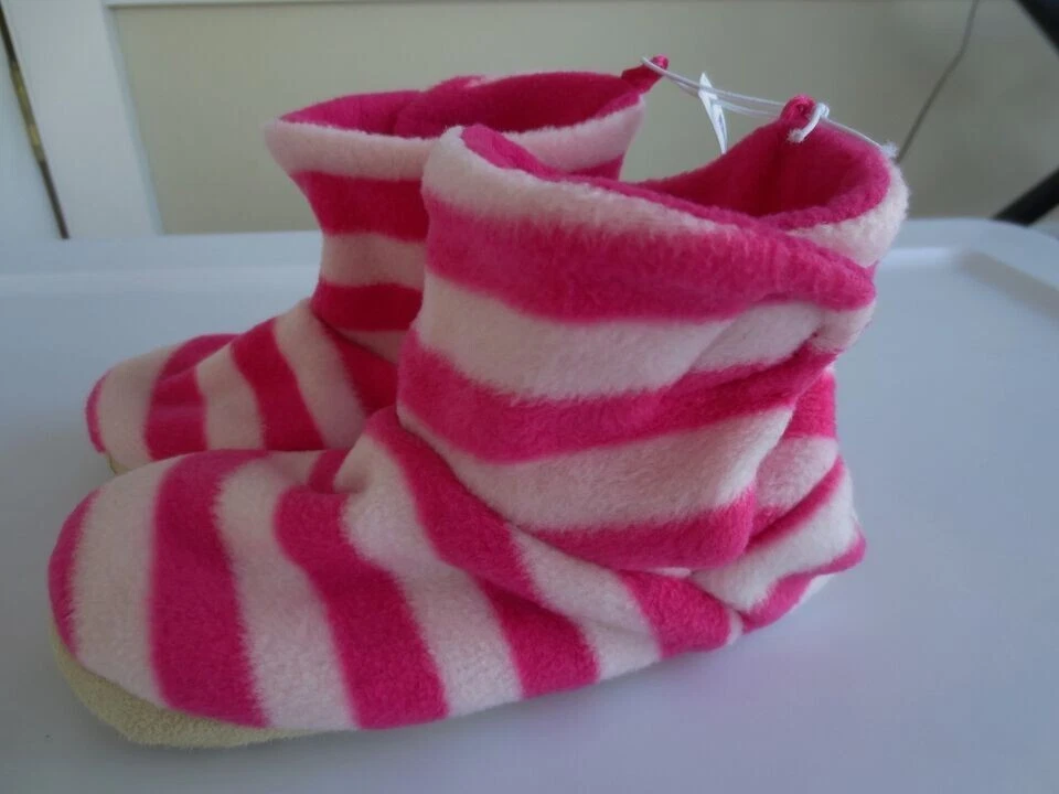 NUEVAS Zapatillas de Vellón Niña Niño 5-6 XSmall 18-24 Meses AZUL MARINO NUEVAS CON ETIQUETAS Rosa Raya Foto 2 de 3