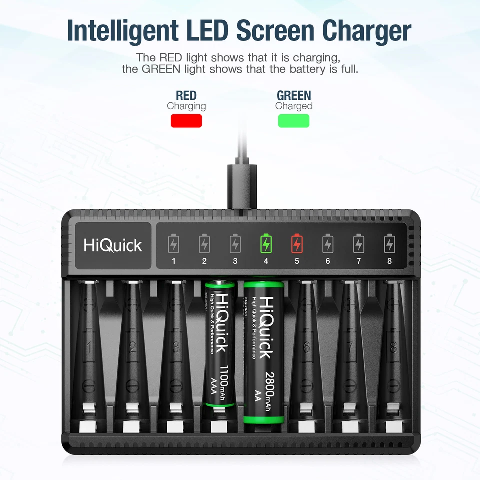 AAA AA Rechargeable Batteries 1100 2800mAh 1.2V Ni-MH / optional Charger Lot - Image 4 of 4