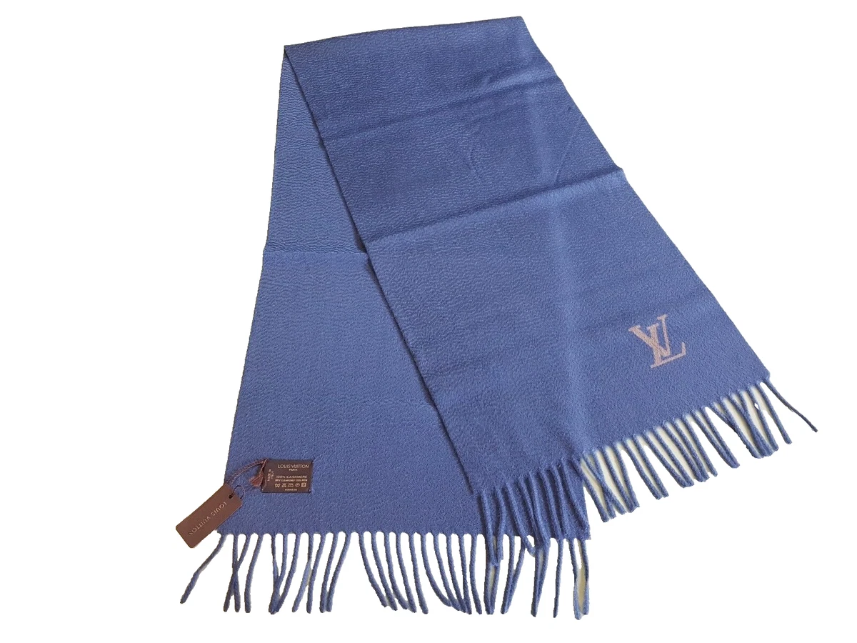 Authentic LOUIS VUITTON Cashmere scarf Jhelam Stole Blue NEW 650