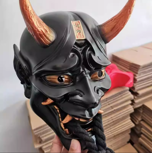 Halloween Resin Japan Seal Prajna Devil Hannya Noh Kabuki Demon Oni Samurai Mask - Picture 24 of 33