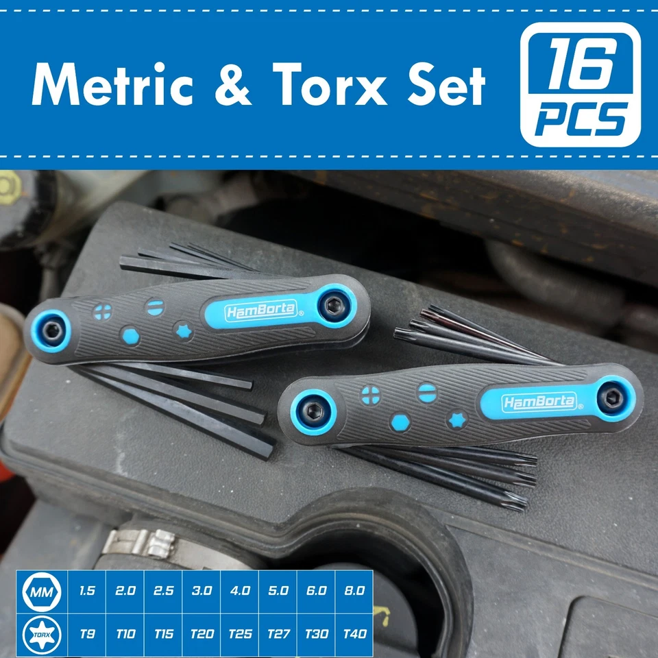 Allen Key Set & Torx Key Set HemBorta 16pc Folding Star Key Set MM Hex Key Set - Image 2 of 4