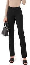 Classic Black Dress Pants Women Size 6-8 Straight Leg Faux Pockets 31" Inseam
