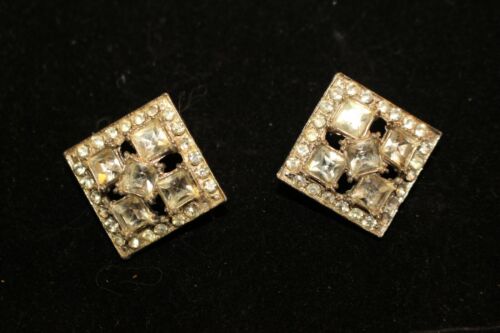 Antique square rhinestone crystal square pins matching set - Picture 1 of 3