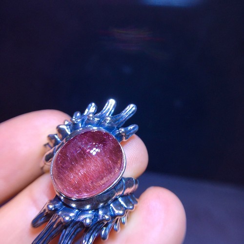Natural purple hair crystal red super seven ring