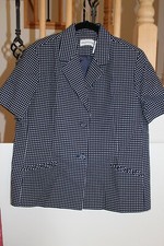 ALFRED DUNNER Black White Polka Dot Lined Short Sleeved Blazer Sz 14 L 199