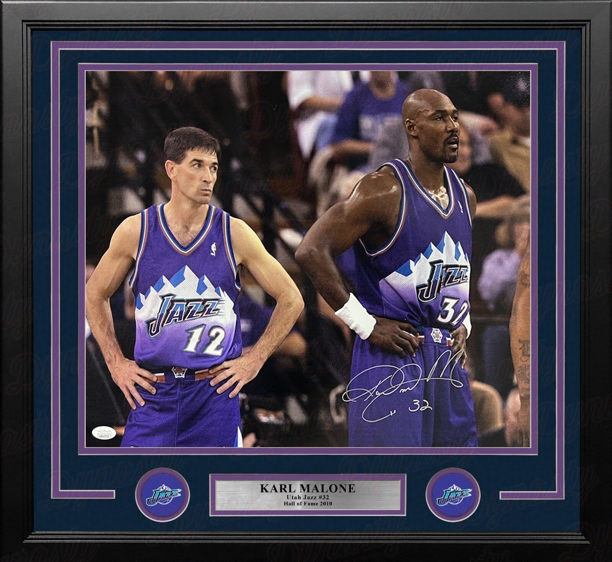Karl Malone with Stockton Utah Jazz Autographed 16x20 Framed