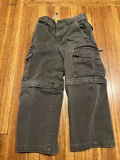 VTG Skater Lee Pipes Green Gray Pants Boys 8R Conversion Pants Shorts Y2K
