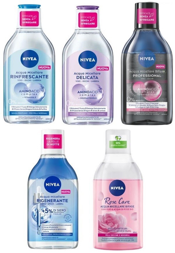 set di 5 acqua micellare Nivea da 400 ml NUOVE