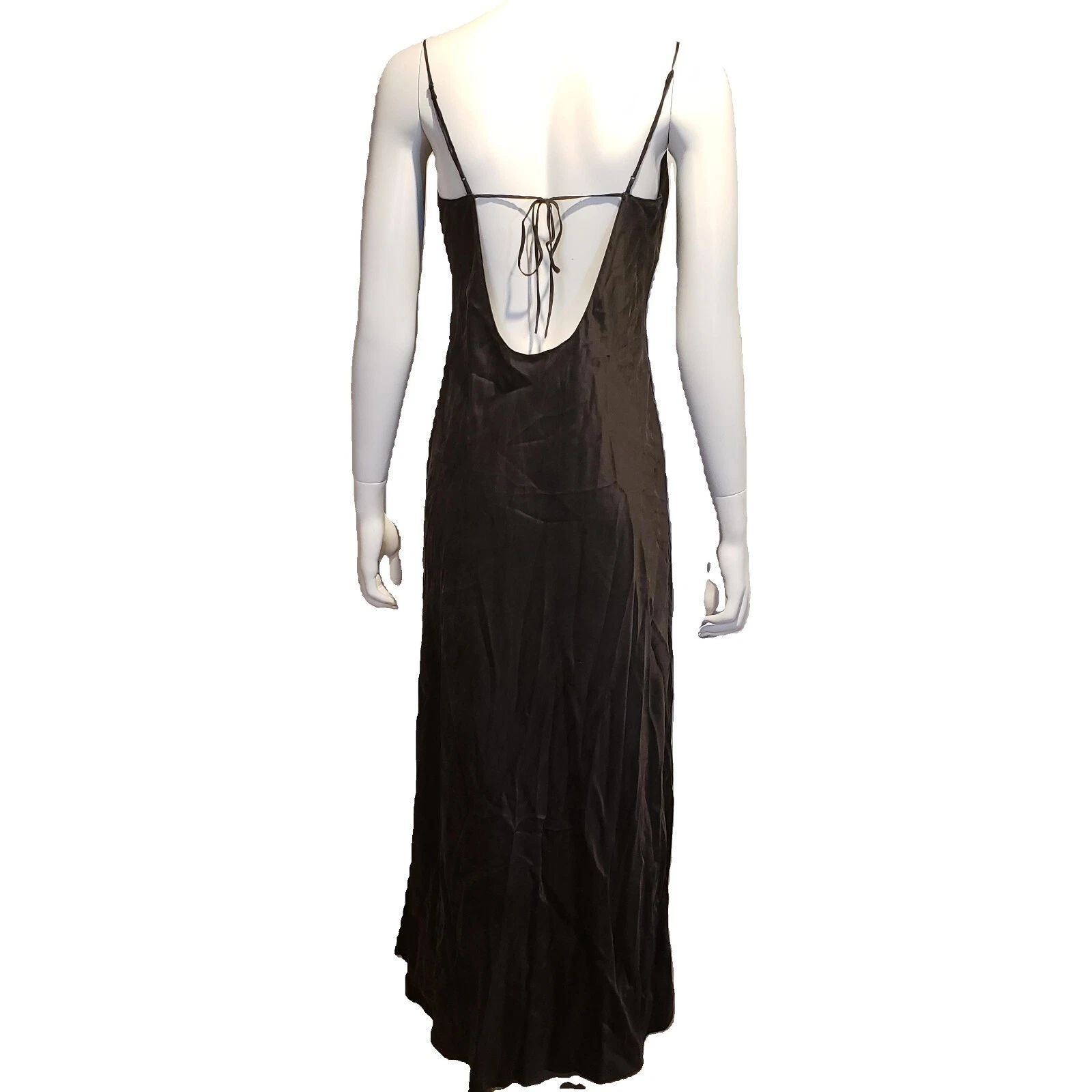 UNDERCOVER Abito slip di seta Victoria's Secret maxi abito collo a guscio nero medio