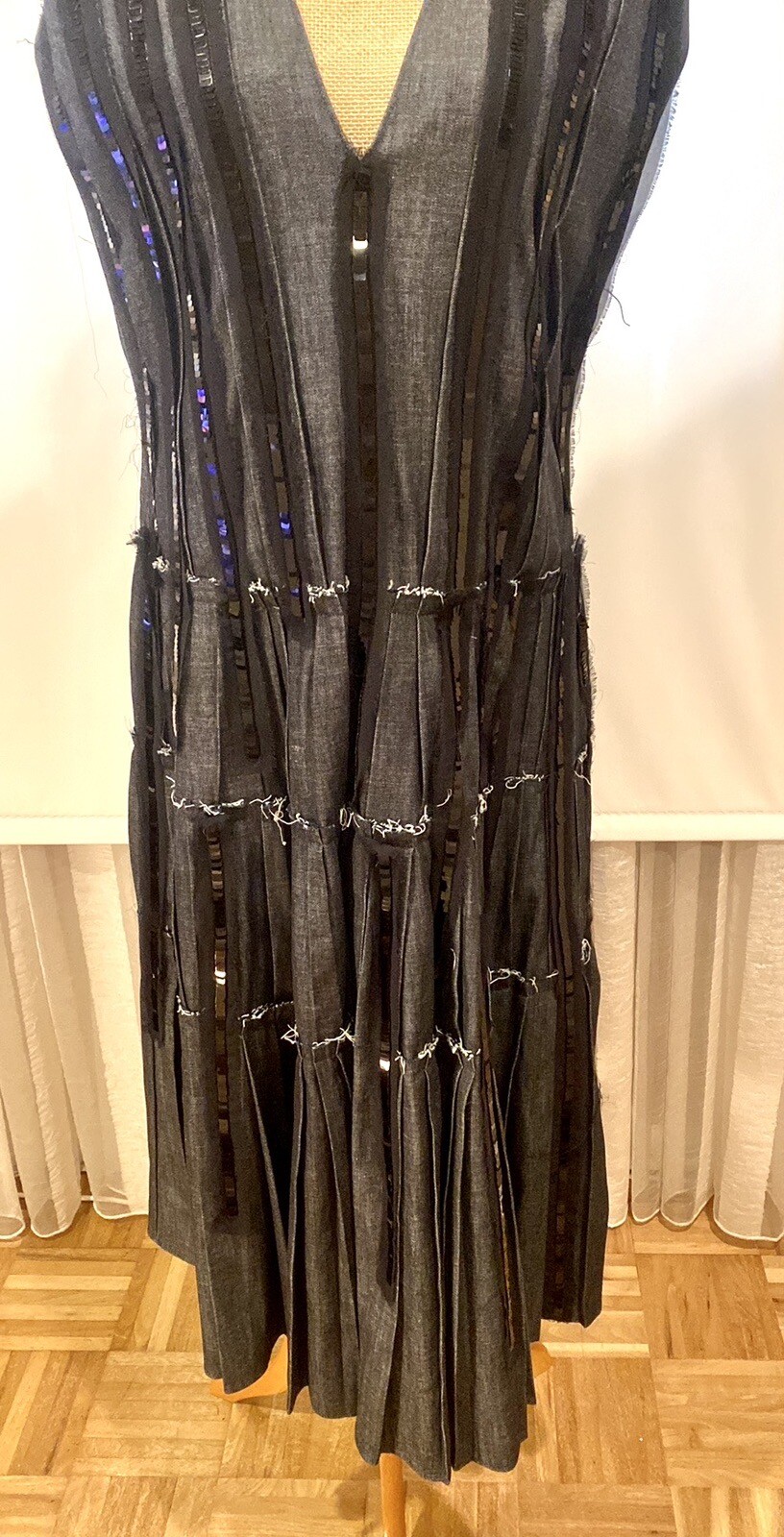 BOTTEGA VENETA ABSOLUTELY FABULOUS DENIM DRESS WITH UNIQUE SEQUINS DESIGN, S image 7