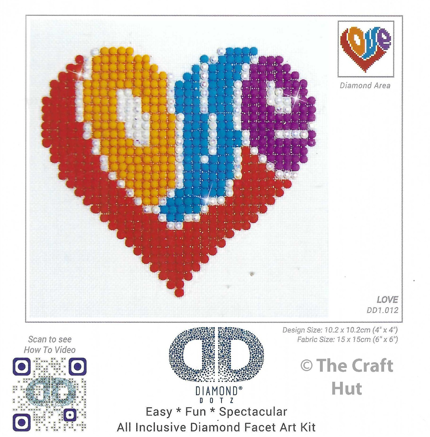 Diamond Dotz Complete Beginner Starter Painting Kit Colourful Love Heart New