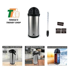 Stainless Steel Thermal Coffee Carafe Airpot-Large Beverage Dispenser Triple ...
