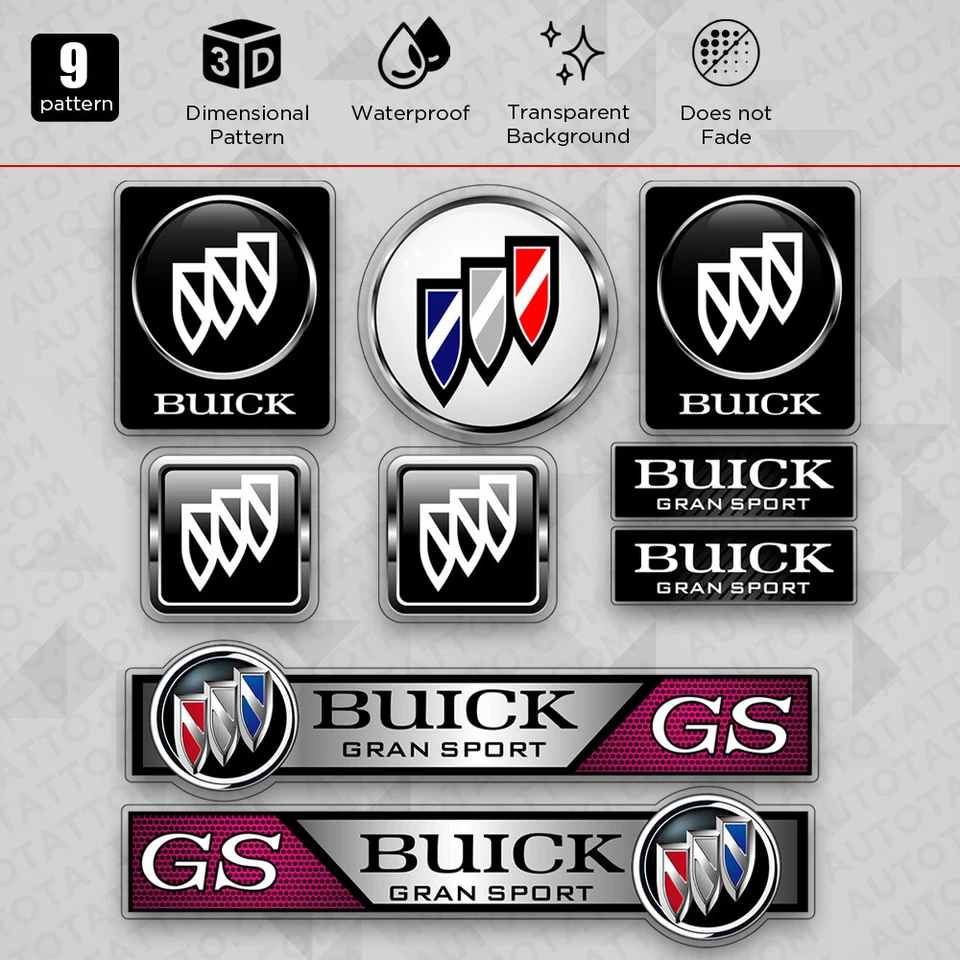 Buick GS Gran Sport Coche Medalla Placa de identificación Logo Marcador Adhesivo Vinilo 3D Calcomanía Decoración Foto 3 de 3