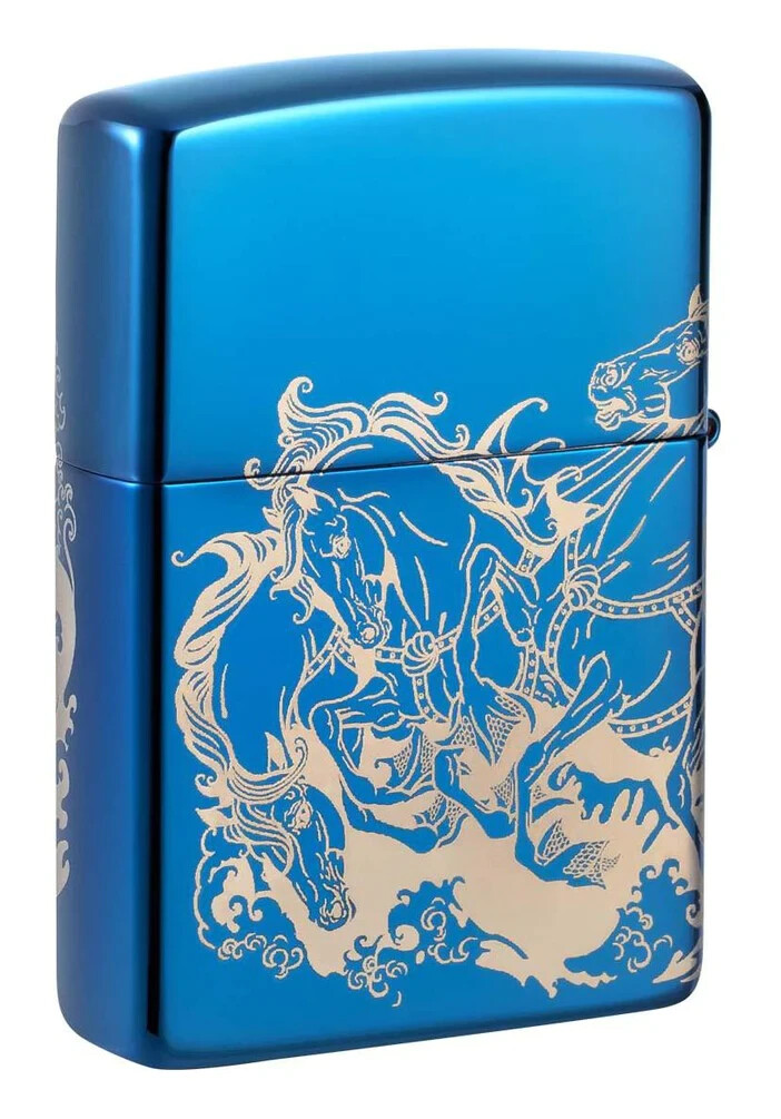 Zippo 48787, Greek Mythology 2-Sided High Polish Blue Lighter