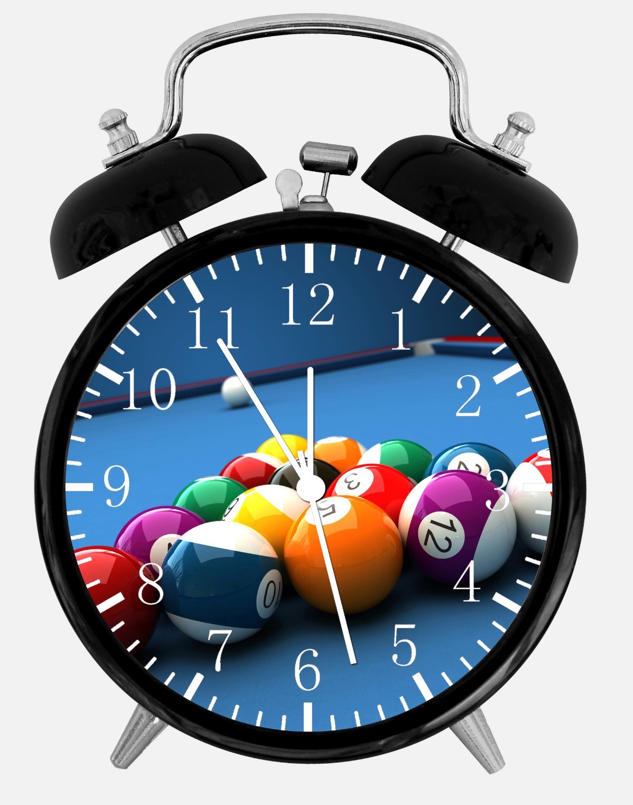 Pool Billiards Cue Alarm Desk Clock 3.75" Room Office Decor E308 Nice For Gift