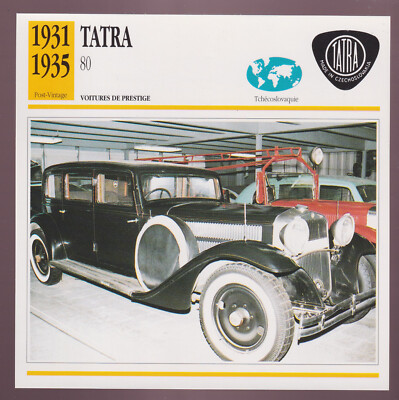 1931-1935 Tatra 80 Czechoslovakia Car Photo Spec Sheet Info French Card