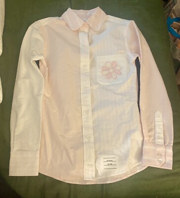 Thom Browne Womens Blouse Button Down Shirt Light Pink Flower Cotton Perfect S