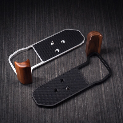 Wood Wooden QR Hand Grip & Alloy Base L Holder For Nikon DF Camera Arca Plate