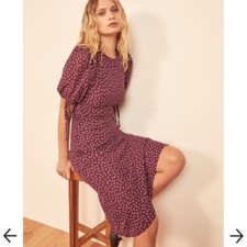 REFORMATION OAKLEY MIDI DRESS IN MONIQUE (RED POLKA DOTS) SIZE 0