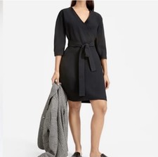 Everlane Women’s Size 4 Black 3/4 Sleeve Japanese Go Weave Wrap Dress