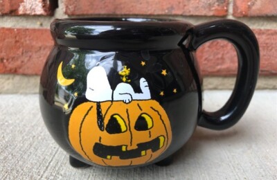 Peanuts Snoopy Halloween Mug Witch 3D Cauldron Pumpkin Black Woodstock Cup