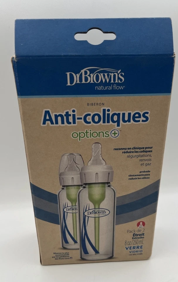 Dr Brown's, anticólicos, paquete de 2, estrecho, 8 oz, vidrio Foto 2 de 4