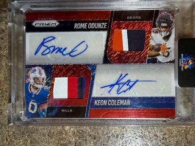 2025 Panini Prizm Rome Odunze Keon Coleman Dual Patch Auto 35/35 Bookend
