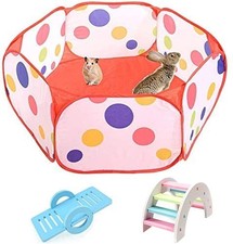 Tfwadmx Small Animal Foldable Playpen Indoor/Outdoor Portable Fence with Seesaw