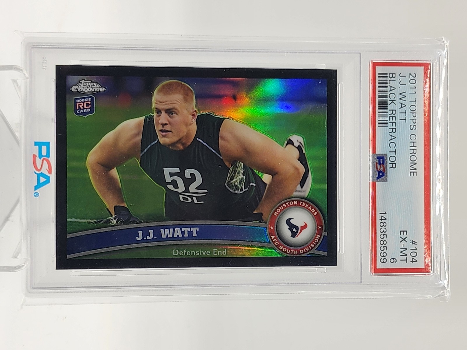 JJ Watt Topps Chrome #104 Black Refractor