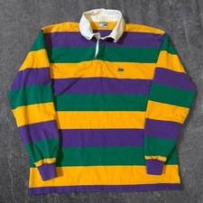 Vintage Perlis Mardi Gras Rugby Long Sleeve Full Striped 90s Men's Size XL