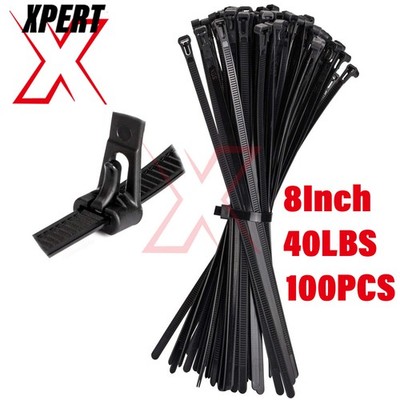 100 Pcs 8'' Releasable Reusable Zip Ties Nylon Cable Heavy Duty Wire Self Locking
