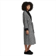 UGG Duffield II Black Grey Micro Leopard Robe Womens Size LARGE NEW 