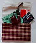 Civil War TOBACCO Fabric Wallet BURGUNDY CREAM PLAID Handsewn Civilian Soldier