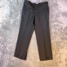 Loro Piana Fabric Dress Pants Mens 34R Black Super 130s Wool Kolt Flat Front