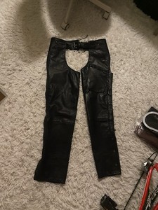 Redline Classic Black Naked Leather Motorcycle Fully Lined Chaps