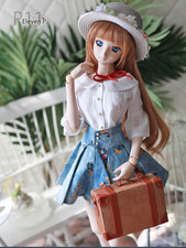 1/3 BJD Outfit Lady Blouse Denim Skirt Set