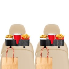 3-in-1 Car Headrest Organizer with 3.7" Cup Holder  Hooks-2PC