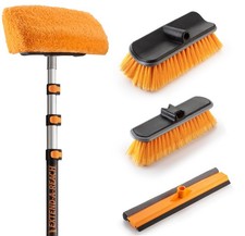 20 Foot Exterior House Cleaning Brush Set with 4-12 12 feet, Black and Orange